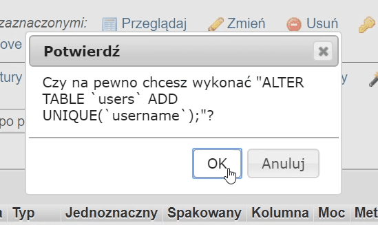 Dodanie indeksu do danych